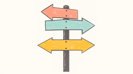 A directional road sign icon for travel and navigation, featuring arrows indicating multiple route options