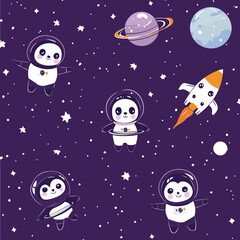 seamless pattern with space rocket