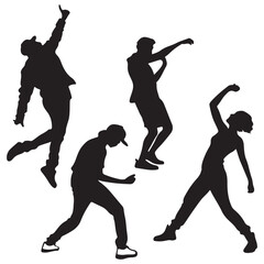 Vector silhouettes of dancing people. Beautiful couple dancing silhouette vector.
