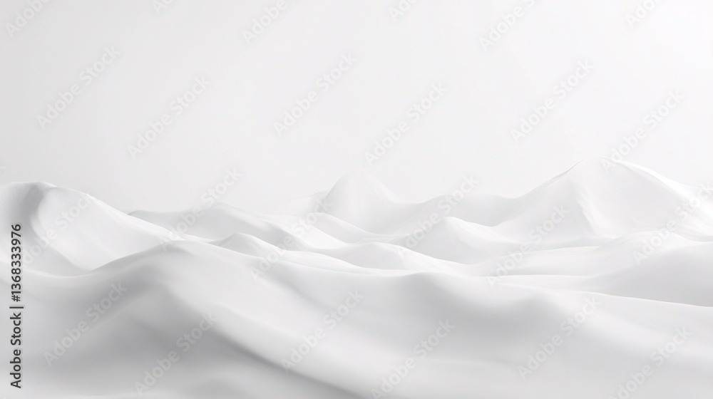 Aufkleber white wavy fabric forming soft hills in abstract minimalist background