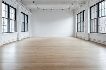 Fototapeta premium Spacious Loft with Wooden Floor and Abundant Natural Light