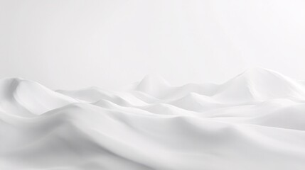 White wavy fabric forming soft hills in abstract minimalist background