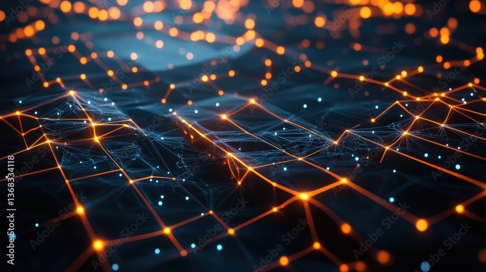 Poster a 3d wireframe texture with complex geometric structures and glowing edges
