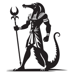 Sublime Sobek silhouette, the crocodile-headed deity - Sobek illustration - Sobek vector - Egyptian god silhouette - Egyptian silhouette

