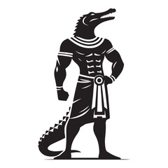 Golden Sobek silhouette, shining with divine power - Sobek illustration - Sobek vector - Egyptian god silhouette - Egyptian silhouette

