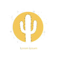 Cactus silhouette against a yellow sun