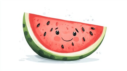 Smiling Watermelon Slice with Cute Face and Vibrant Colors