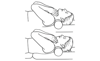 Neck Roll Stretch Exercise Step-by-Step Illustration for Cervical Spine Alignment and Pain Relief