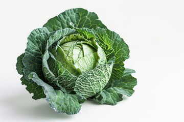 Fototapeta premium Fresh cabbage on white surface. Artificial intelligence image