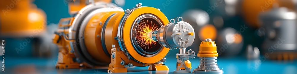 Poster a high tech particle accelerator device used to measure the frequency and energy of colliding partic