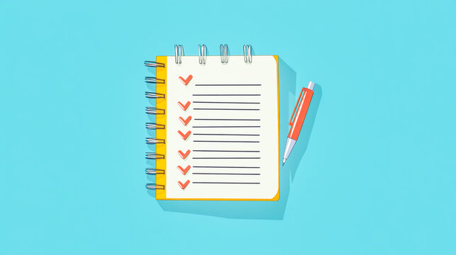 A notebook featuring an agenda list icon for organizing tasks and notes
