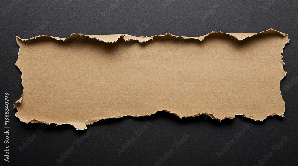 Aufkleber torn cardboard piece creating a blank space on black background