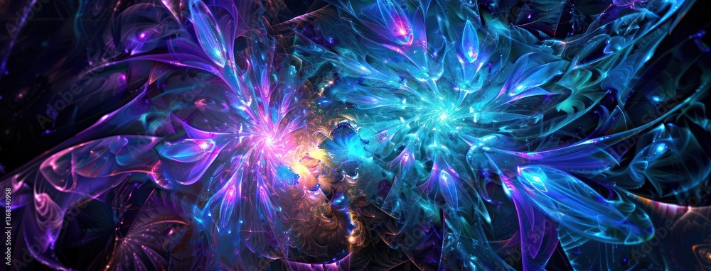Wall mural mystical 3d fractal three dimensional surreal abstract illustration modern artistic exploration colo