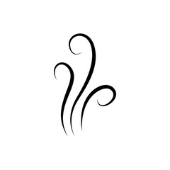 Smoke steam icon vector logo. Smoke smell, steam aroma heat icon illustration. Hot vapor fire doodle line logo. Hit stink, coffee, fragrance flame element. Vector illustration.