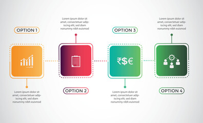 4, Infographic design template. Timeline concept with 4 square steps. Can be used for workflow layout, Presentation, diagram, banner, Vector illustration with 4 Square options