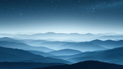 Fototapeta premium Misty Mountain Ranges at Night