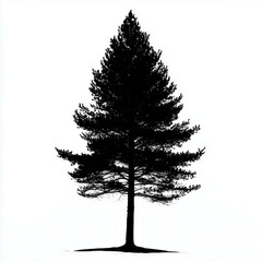 single tall pine tree in silhouette.