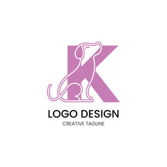 minimalist logo design with a combination of the letter k and a dog