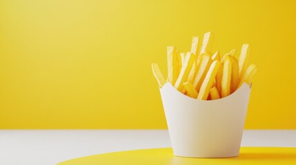 Crispy French Fries in a White Box