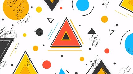 seamless geometric pattern featuring complementary colors in bold shapes like triangles, circles, and squares arranged in a balanced design. geometric pattern, complementary colors, bold shapes, 