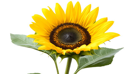 Obraz premium A close-up shows a bright yellow flower with a dark brown center. The flower is categorized as a photo of plants and flowers on a stock image website.