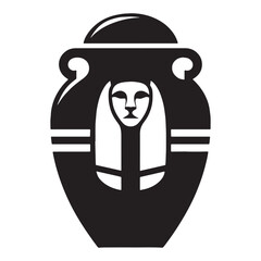 Eternal Canopic Jar silhouette, symbolizing immortality - Canopic Jar illustration - Canopic Jar vector - Egyptian artifact silhouette - Egyptian silhouette

