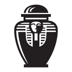 Hallowed Canopic Jar silhouette, representing the four sons of Horus - Canopic Jar illustration - Canopic Jar vector - Egyptian artifact silhouette - Egyptian silhouette

