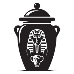 Timeless Canopic Jar silhouette, preserving history - Canopic Jar illustration - Canopic Jar vector - Egyptian artifact silhouette - Egyptian silhouette

