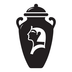 Royal Canopic Jar silhouette, used in Pharaoh’s burial - Canopic Jar illustration - Canopic Jar vector - Egyptian artifact silhouette - Egyptian silhouette

