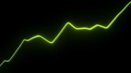 stock graph going up, graphic, black background, neon green stock line 