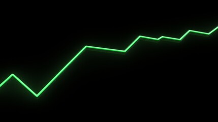 stock graph going up, graphic, black background, neon green stock line 