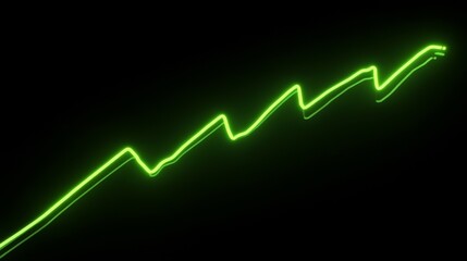 Fototapeta premium stock graph going up, graphic, black background, neon green stock line 