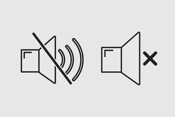 Mute sound icon vector set. Black and white. set of sound buttons with icons