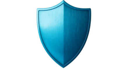 Blue metal shield for protection, security, safety, cut out transparent