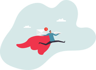 Sending email to communicate with client or customer, subscription newsletter automation, online advertising or mailing list service .character for design.