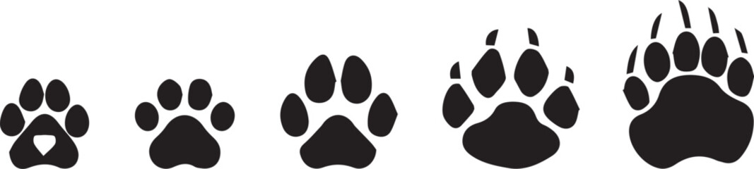 cat and dog paw prints vector icon