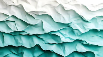 Obraz premium Abstract teal and white layered background with wavy shapes and textures, modern design