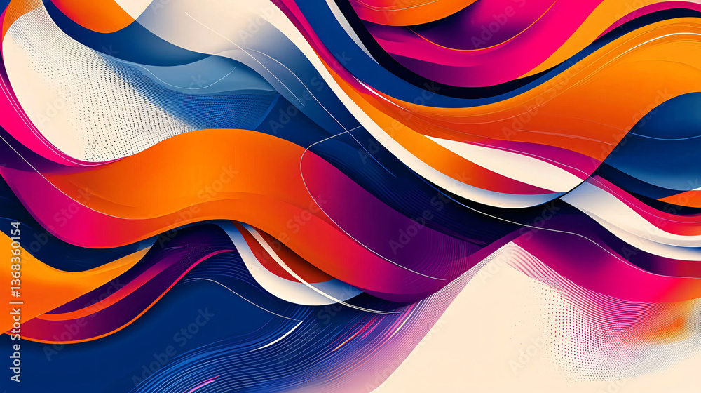 Poster a colorful abstract background showcasing dynamic forms layered in vibrant primary colors evoking en