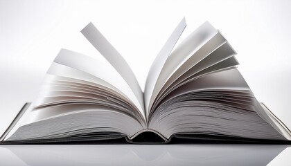 Macro photo of a book page on a white background