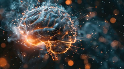 Abstract 3D Digital Brain Concept