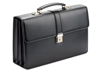 black leather briefcase isolated