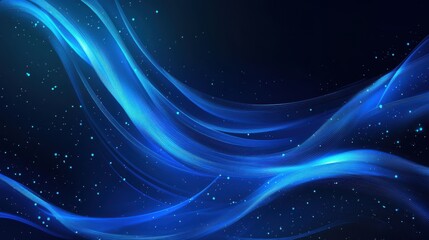 Obraz premium Abstract Blue Wave Background Glowing Lines, Dark Space, Particle Design