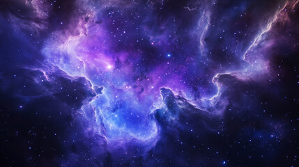 Obraz premium Vibrant Cosmic Nebula Wallpaper - Deep Space Purple and Blue Galaxy Background