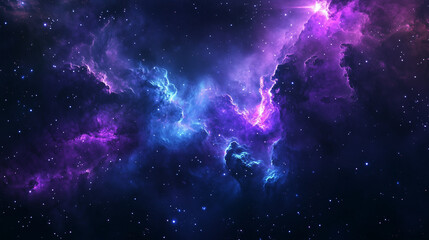 Vibrant Cosmic Nebula Wallpaper - Deep Space Purple and Blue Galaxy Background