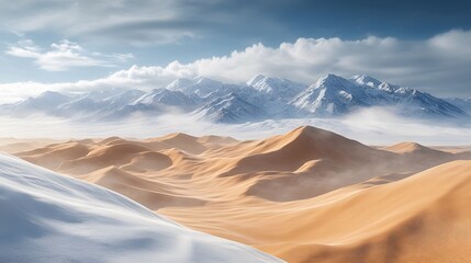 Naklejka premium Snow-Covered Desert Landscape