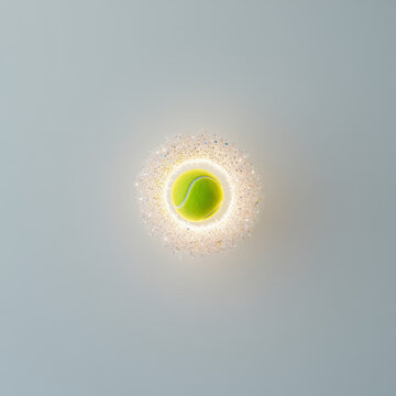 Floating Tennis Ball with Realistic Texture on Minimal Background