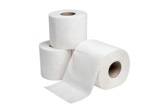 Bathroom Tissue Roll Mockup Realistic toilet paper roll PNG cutout on a transparent background, ideal for branding, ad campaigns, packaging design, and hygiene-related marketing projects