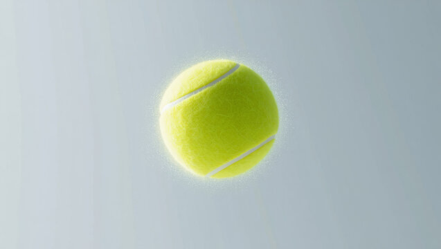 Floating Tennis Ball with Realistic Texture on Minimal Background