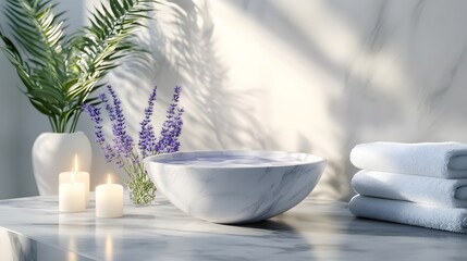 Indoor Spa with Lavender and Candles for Relaxation