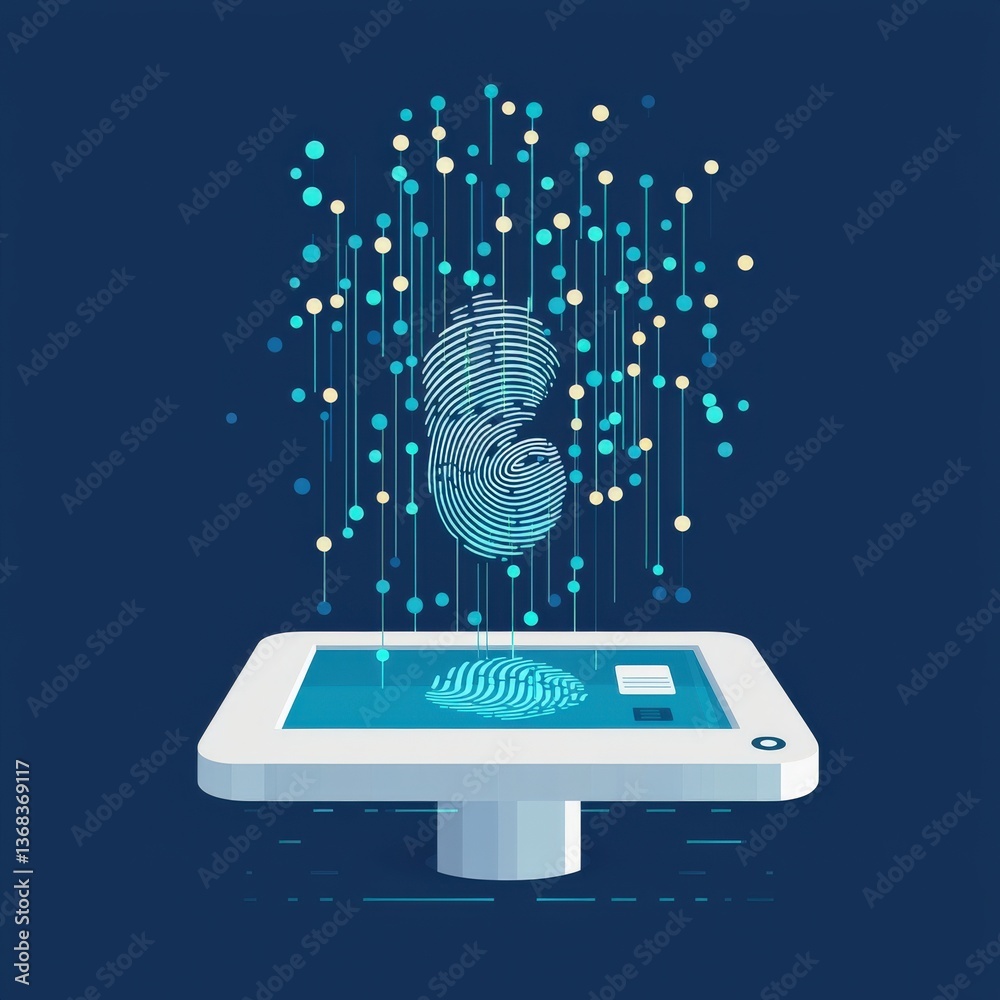 Wall mural digital handprint scan confirming voter identity in a secure portal